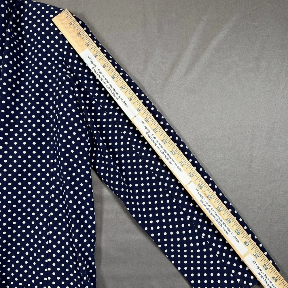 Twiggy London Navy‎ Blue White Polka Dot Single Button Blazer Jacket XL